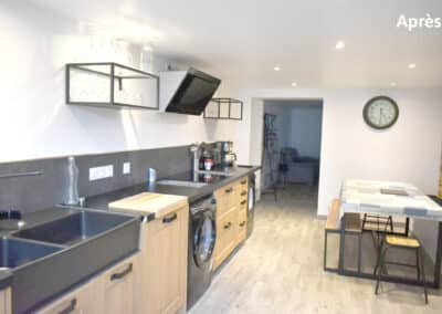 cuisine rénovée vue salon